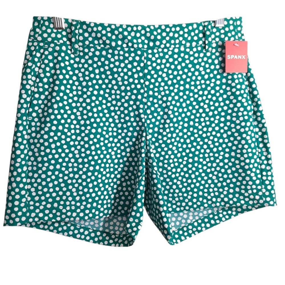 SPANX Womens Polka Dot Kelly Green White SUNSHINE‎ SHORTS 6" 50213R Medium Size